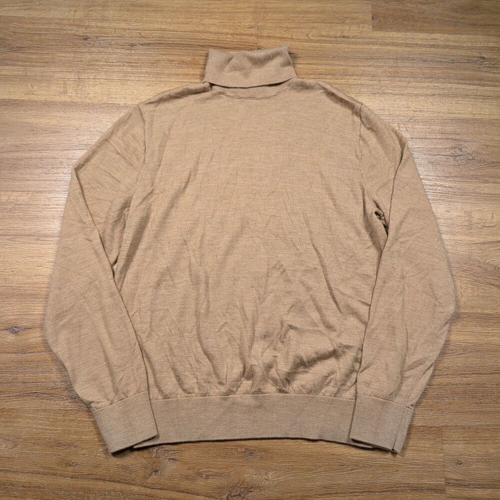 GAP Merino Wool Turtleneck Pullover Sweater Men Large Beige Long Sleeve Preppy